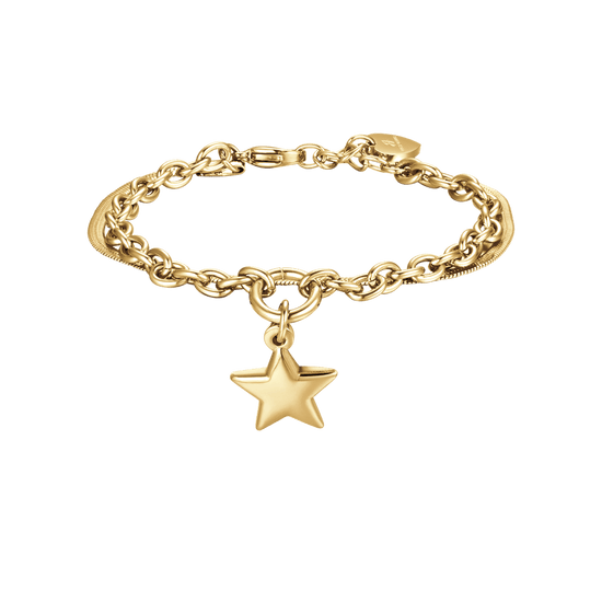 BRACELET FEMME EN ACIER DORÉ IP AVEC ÉTOILE ET CERCLE