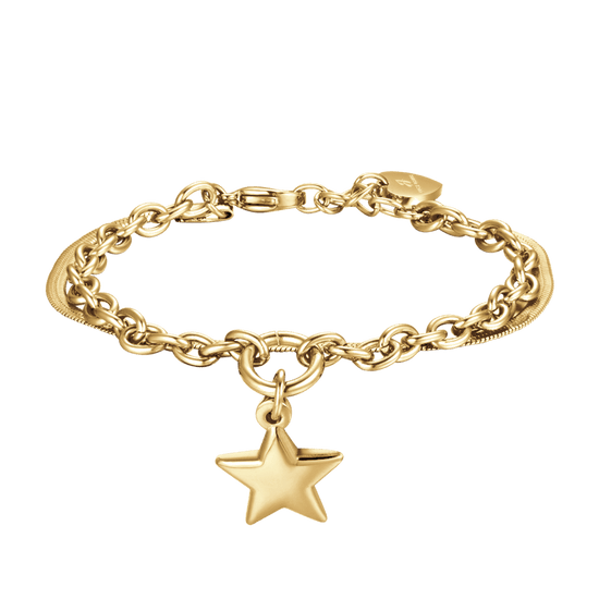 BRACELET FEMME EN ACIER DORÉ IP AVEC ÉTOILE ET CERCLE