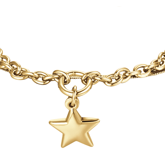 BRACELET FEMME EN ACIER DORÉ IP AVEC ÉTOILE ET CERCLE