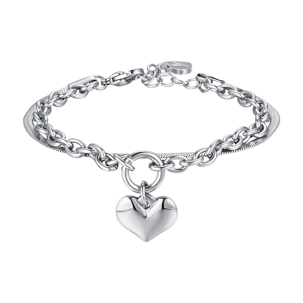 IP GOLD STEEL WOMEN'S BRACELET WITH HEART AND CIRCLE