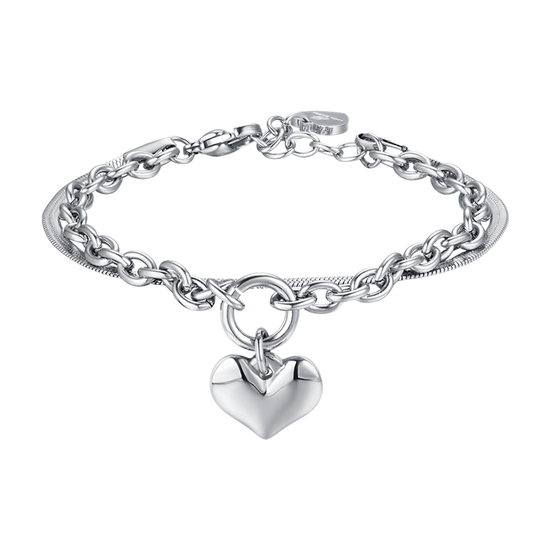 IP GOLD STEEL WOMEN'S BRACELET WITH HEART AND CIRCLE