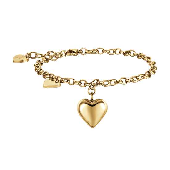 BRACELET FEMME IP EN ACIER DORÉ AVEC CŒURS