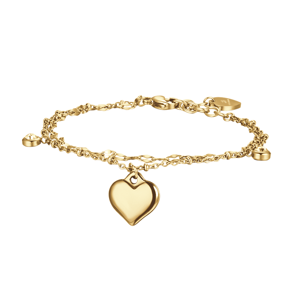 BRACELET POUR FEMME EN ACIER D'OR IP AVEC COEUR ET CRISTAUX BLANCS Luca Barra