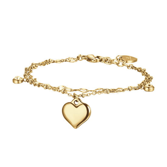 BRACELET POUR FEMME EN ACIER D'OR IP AVEC COEUR ET CRISTAUX BLANCS Luca Barra