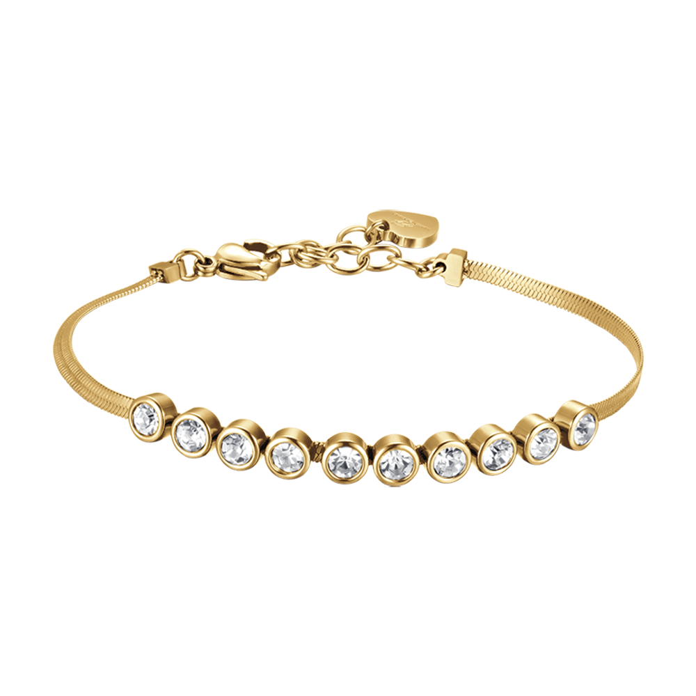 BRACELET POUR FEMME EN ACIER ET OR IP AVEC PIERRES BLANCHES