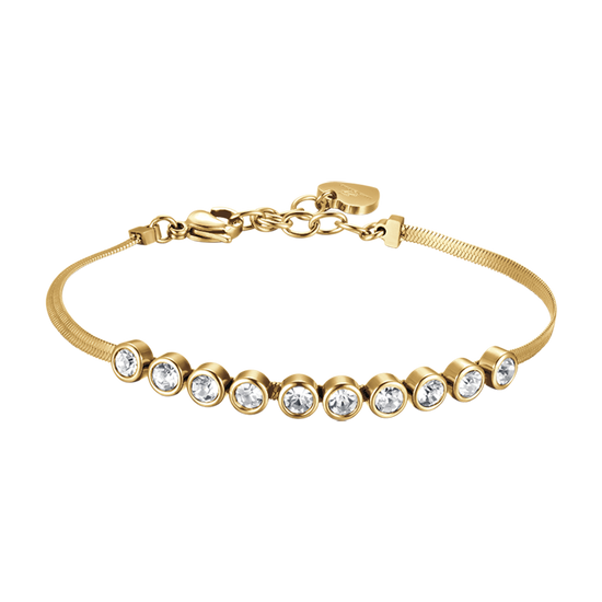 BRACELET POUR FEMME EN ACIER ET OR IP AVEC PIERRES BLANCHES