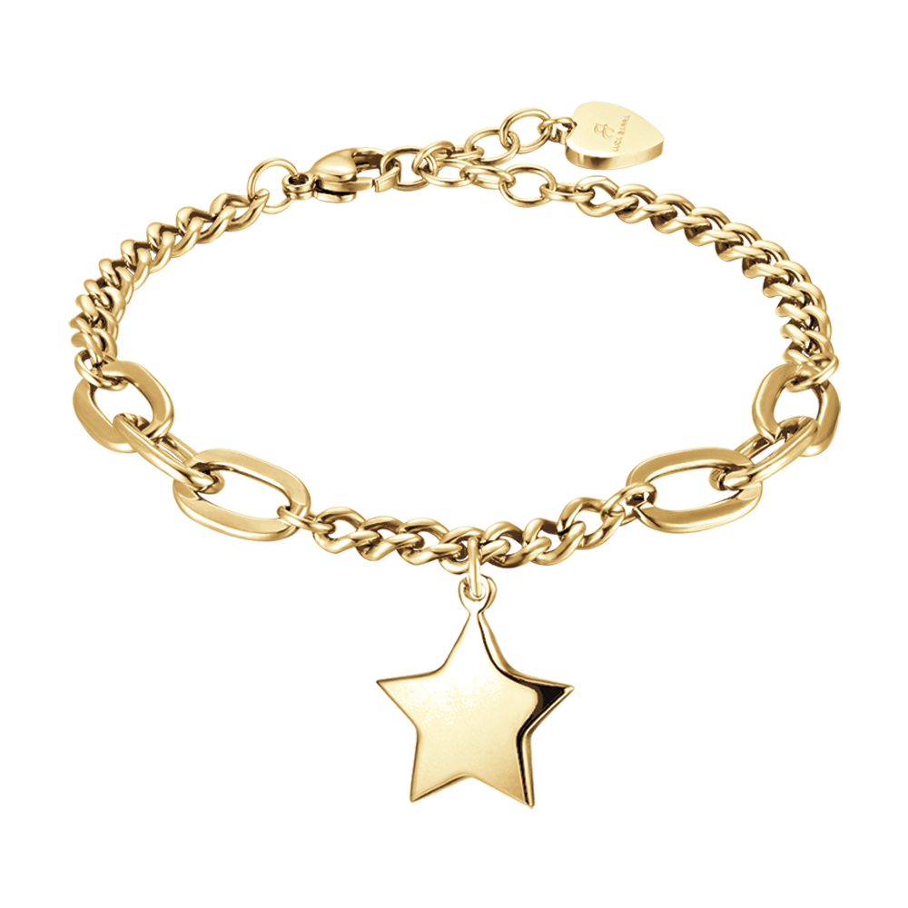 BRACELET FEMME EN ACIER ET OR IP AVEC ÉTOILE PLEINE