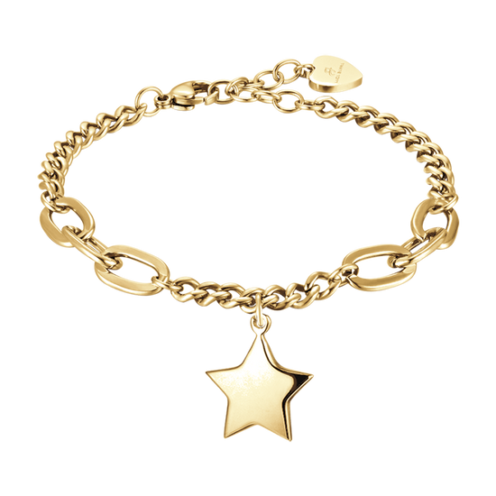 BRACELET FEMME EN ACIER ET OR IP AVEC ÉTOILE PLEINE