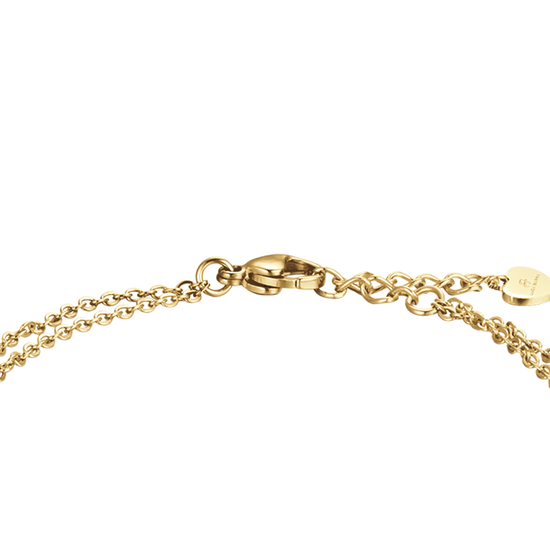 BRACELET POUR FEMME EN ACIER ET OR IP AVEC TRÈFLE À QUATRE FEUILLES ET CRISTAUX