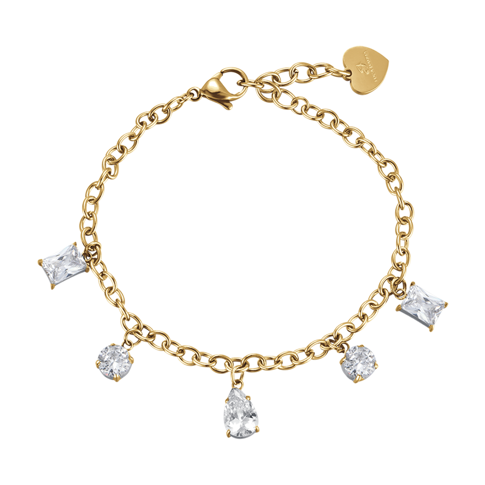 BRACELET POUR FEMME EN ACIER ET OR IP AVEC CRISTAUX BLANCS