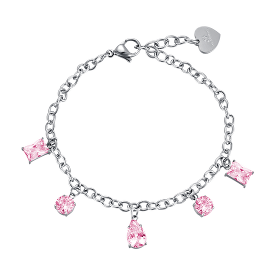 BRACELET ACIER POUR FEMME AVEC CRISTAUX ROSES