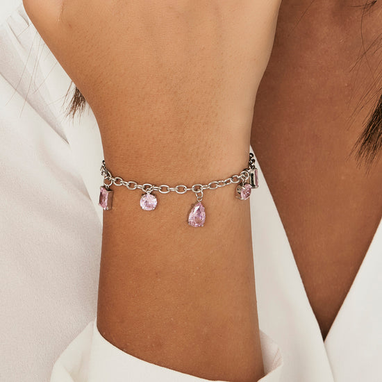 BRACELET POUR FEMME EN ACIER AVEC CRISTAUX ROSE Luca Barra