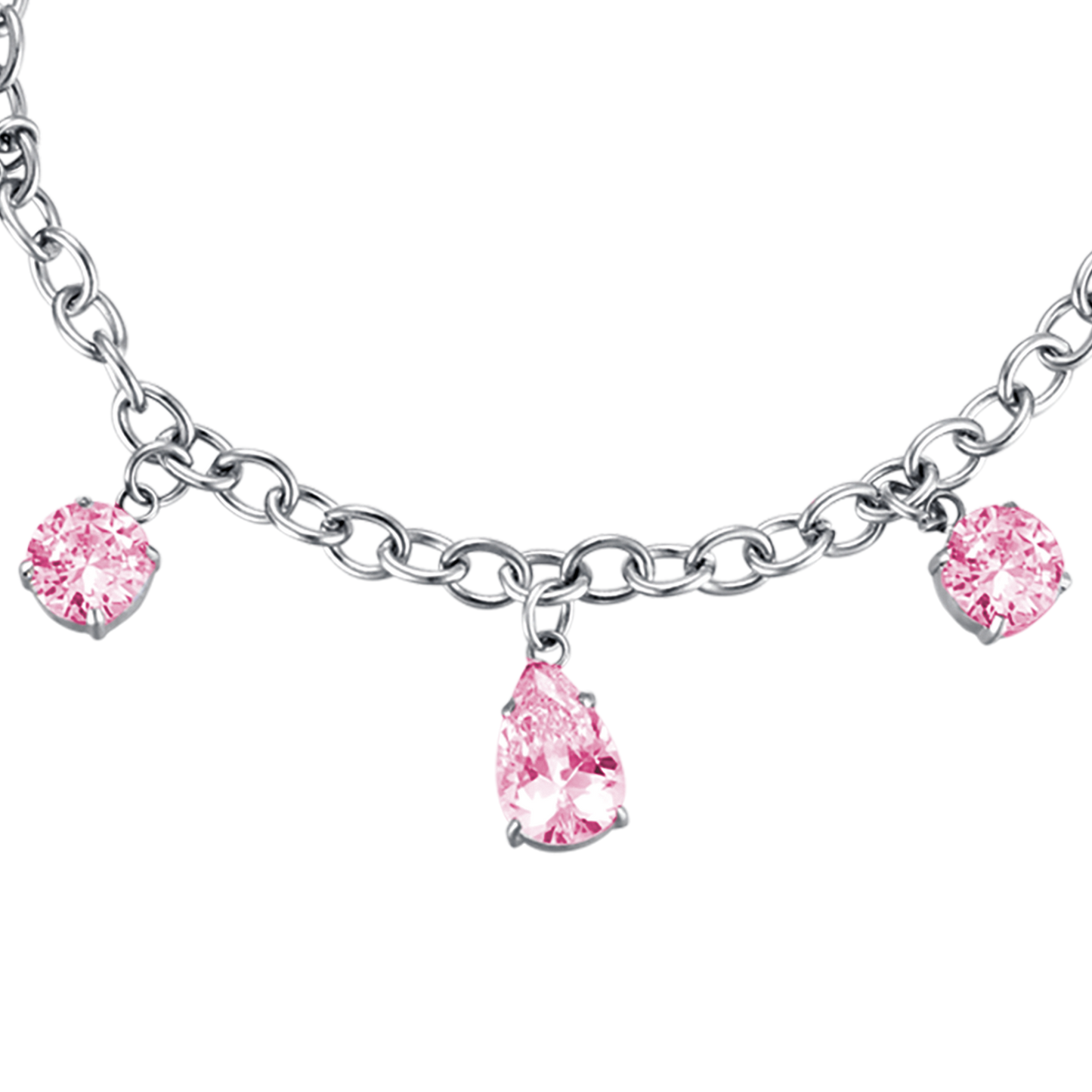 BRACELET ACIER POUR FEMME AVEC CRISTAUX ROSES