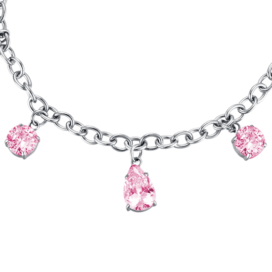 BRACELET ACIER POUR FEMME AVEC CRISTAUX ROSES