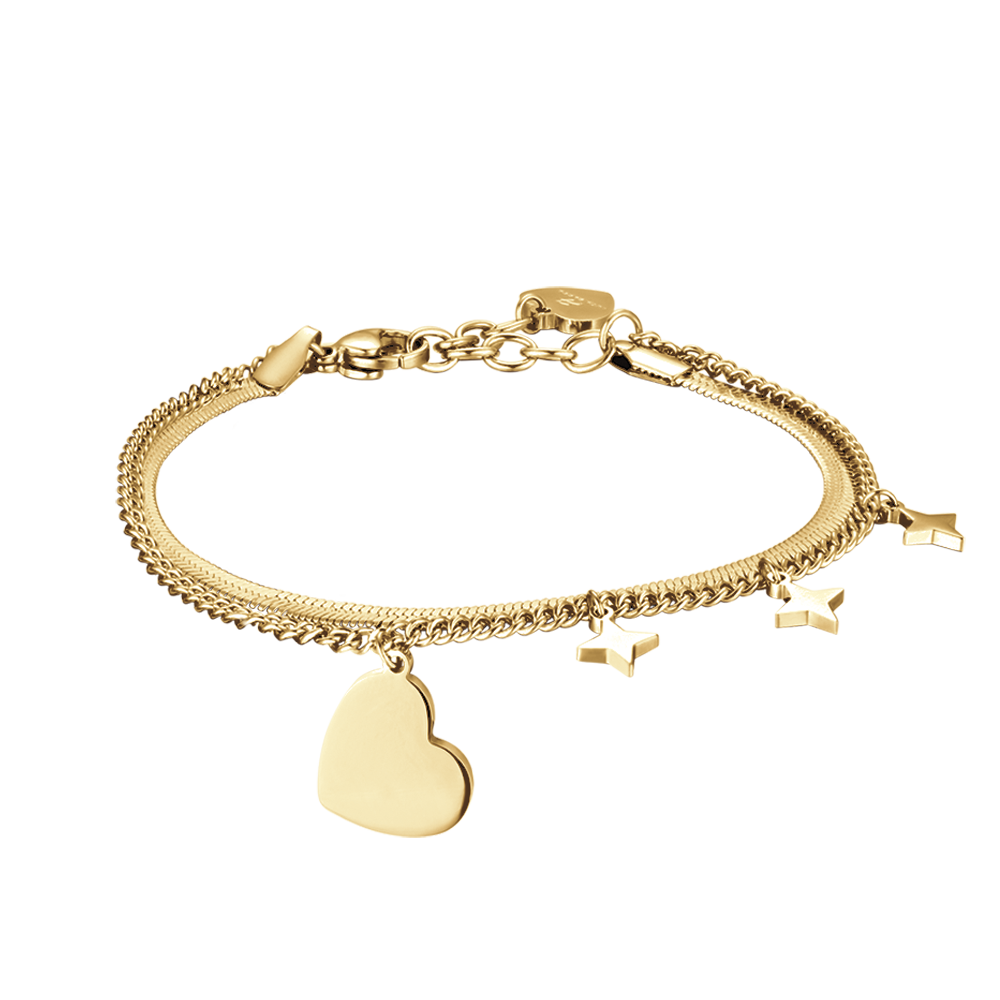 BRACELET FEMME EN ACIER DORÉ IP AVEC CŒUR