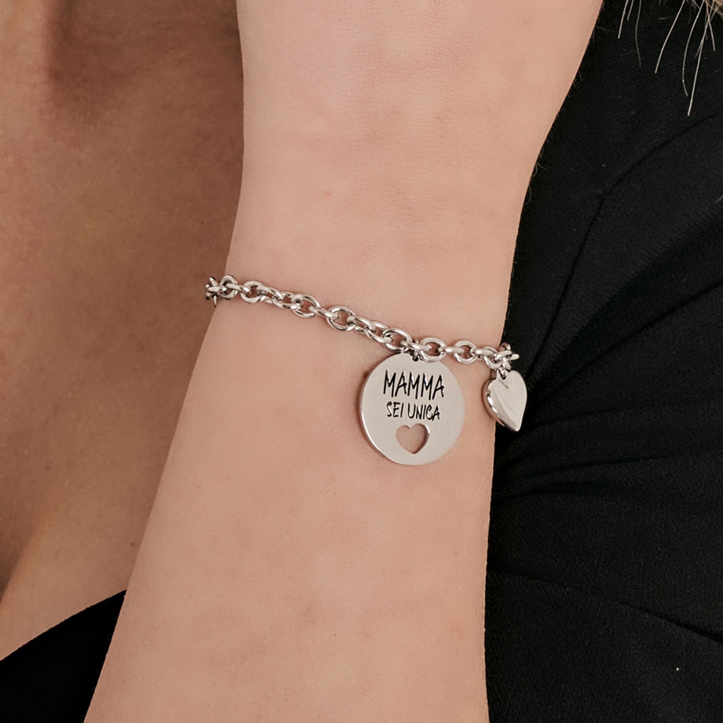 BRACELET EN ACIER POUR FEMME "MUM YOU'RE UNIQUE" (MAMAN TU ES UNIQUE)