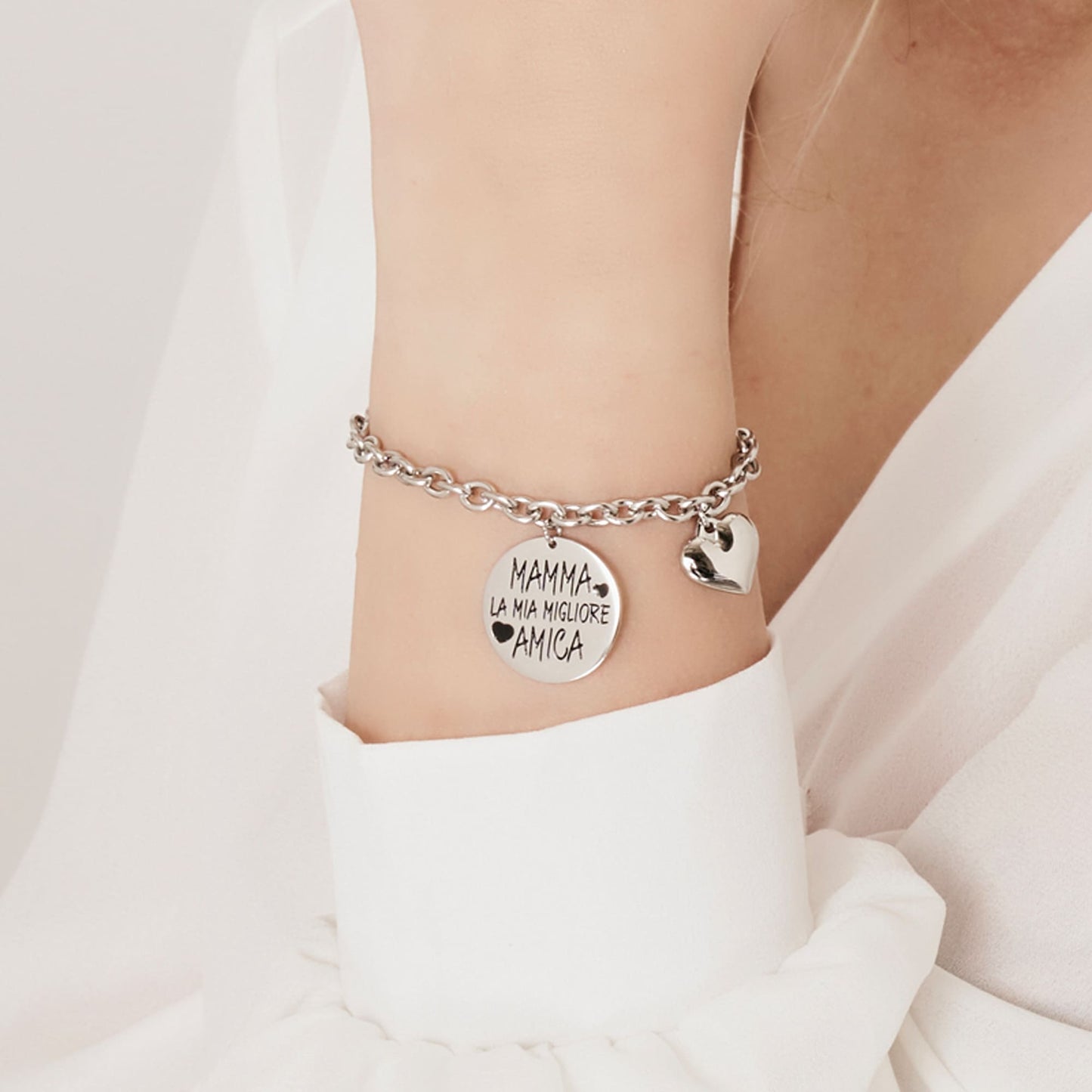 BRACELET EN ACIER POUR FEMMES MAMAN TU ES MA MEILLEURE AMIE