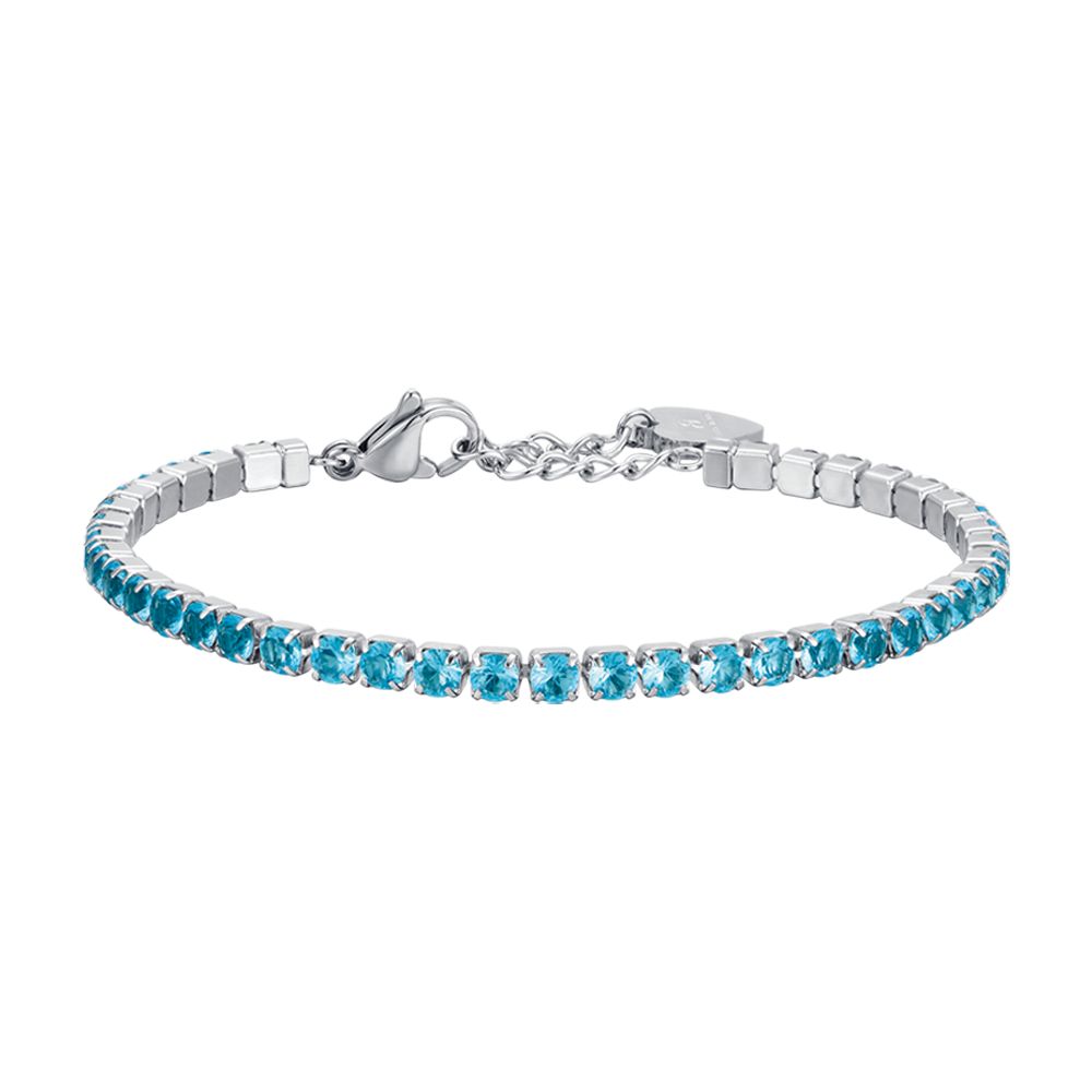 BRACELET TENNIS FEMME EN ACIER AVEC CRISTAUX BLEUS