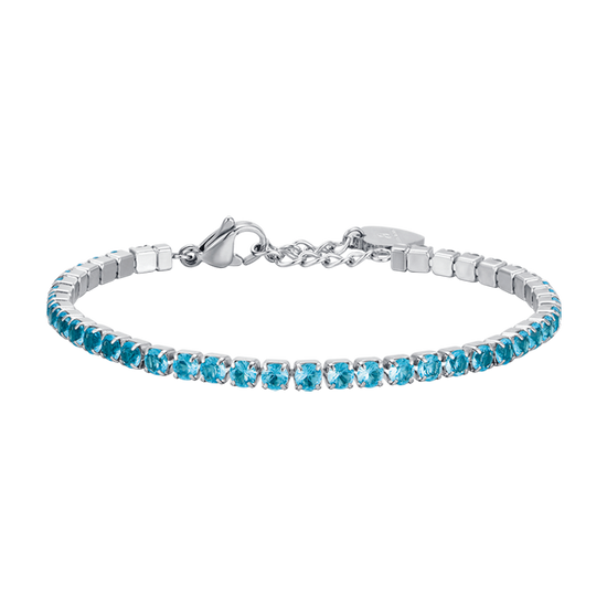 BRACELET TENNIS FEMME EN ACIER AVEC CRISTAUX BLEUS