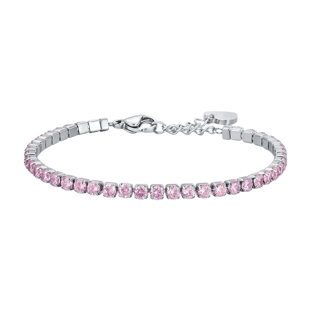 BRACELET TENNIS POUR FEMMES EN ACIER AVEC CRISTAUX ROSE Luca Barra