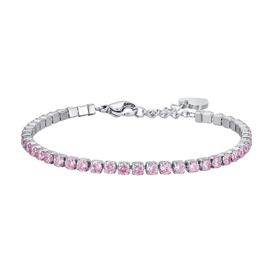 BRACELET TENNIS POUR FEMMES EN ACIER AVEC CRISTAUX ROSE Luca Barra