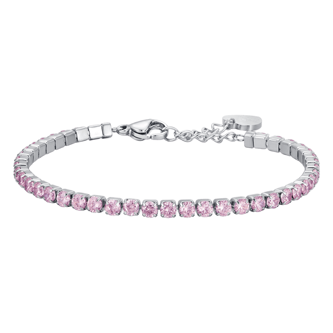 BRACELET TENNIS POUR FEMMES EN ACIER AVEC CRISTAUX ROSE Luca Barra