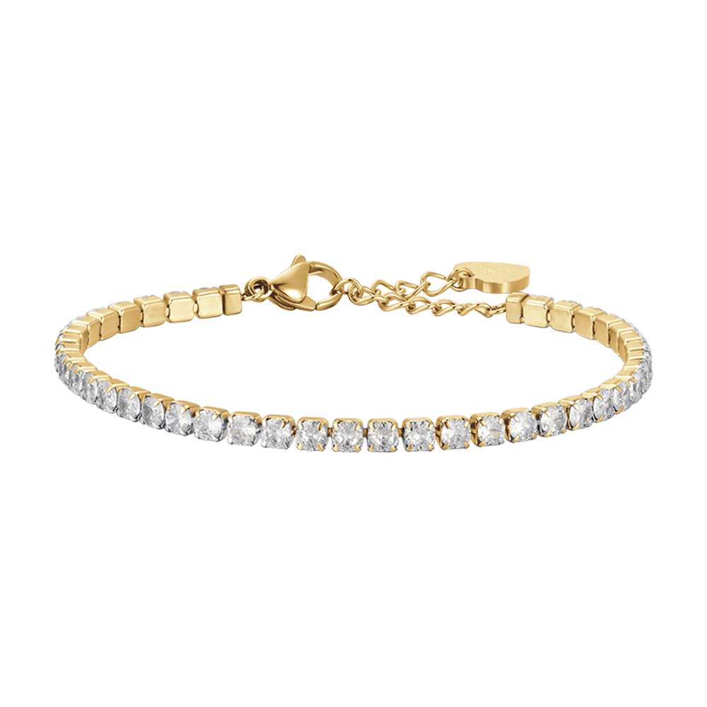 BRACELET TENNIS POUR FEMME EN ACIER OR IP AVEC CRISTAUX BLANCS Luca Barra