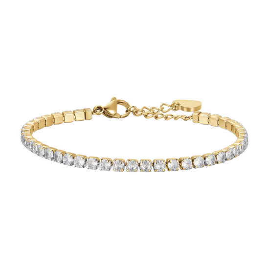 BRACELET TENNIS POUR FEMME EN ACIER ET OR IP AVEC CRISTAUX BLANCS