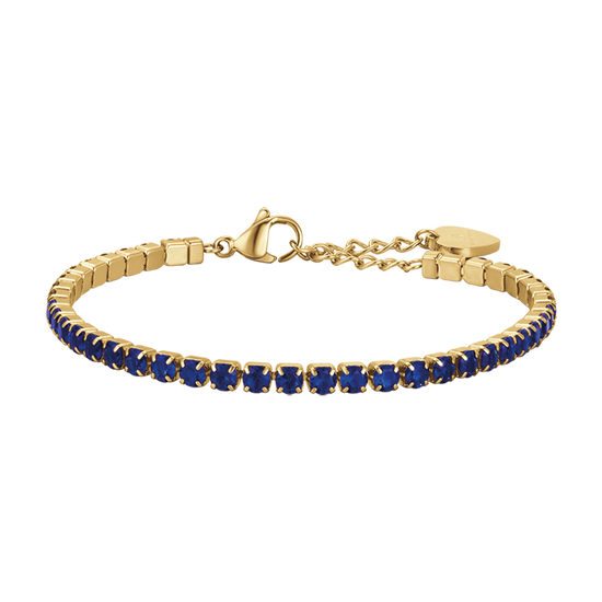 BRACELET TENNIS EN ACIER ET OR IP POUR FEMME AVEC CRISTAUX BLEUS