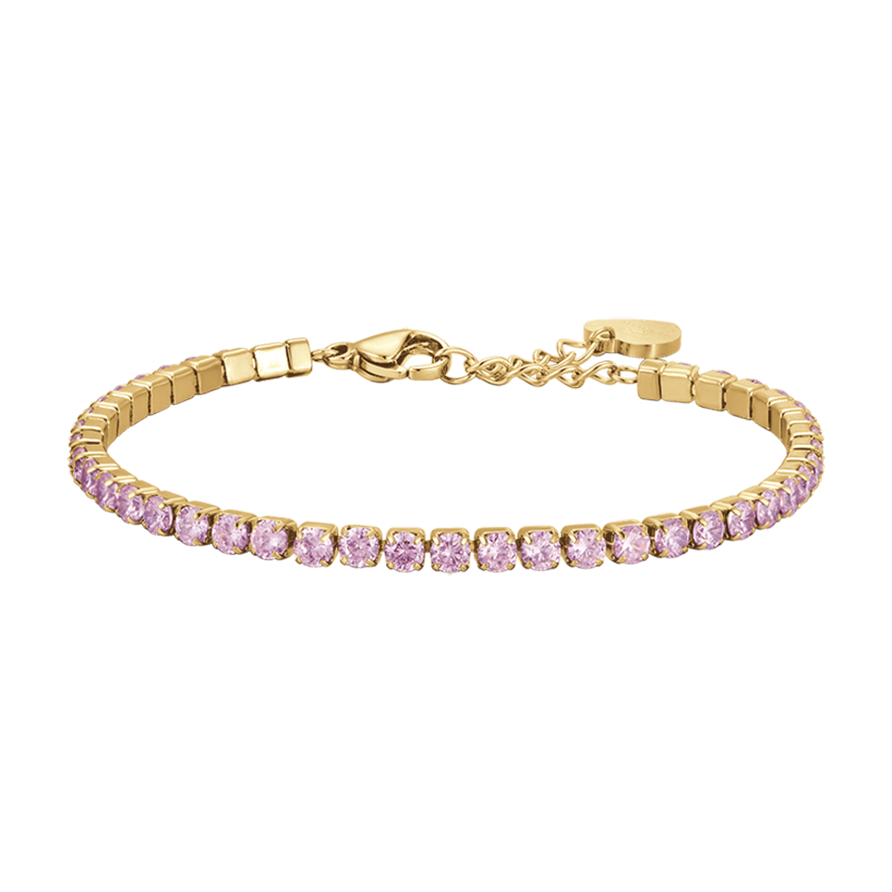 BRACELET TENNIS POUR FEMME EN ACIER OR IP AVEC CRISTAUX ROSE Luca Barra