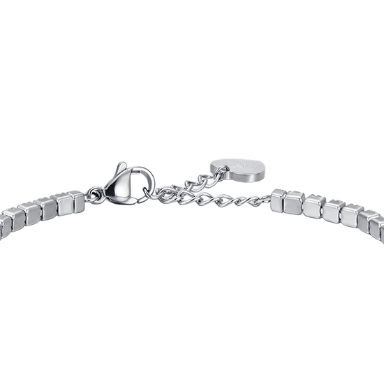 BRACELET EN ACIER POUR FEMME AVEC CRISTAUX BLANCS ET CŒUR EN CRISTAL