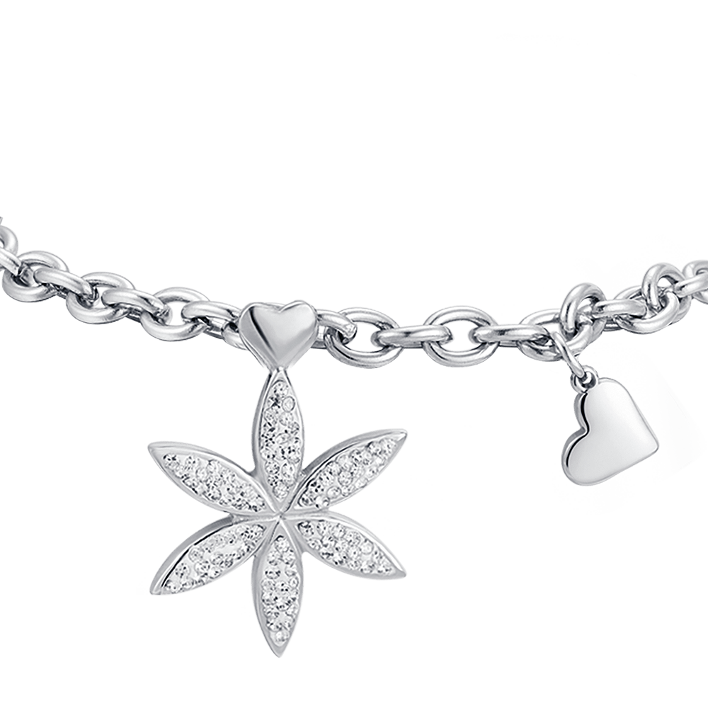 BRACELET FEMME EN ACIER AVEC FLEUR DE VIE AVEC CRISTAUX BLANCS