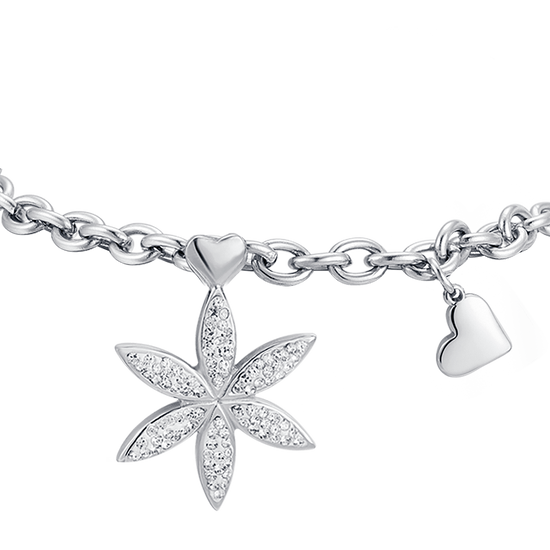 BRACELET FEMME EN ACIER AVEC FLEUR DE VIE AVEC CRISTAUX BLANCS