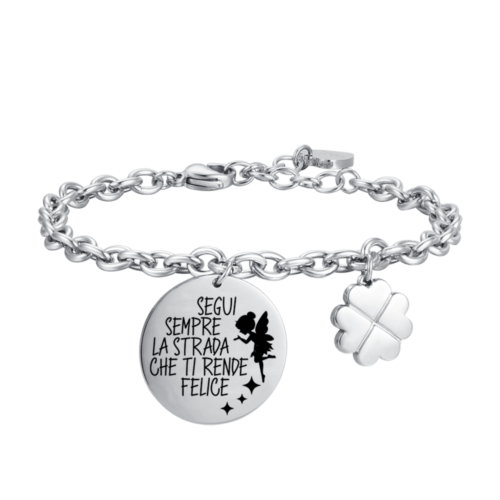 BRACELET D'ACIER POUR FEMME SUIVANT TOUJOURS LE CHEMIN QUI VOUS REND HEUREUX Luca Barra