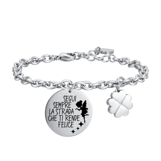 BRACELET EN ACIER POUR FEMMES SUIVEZ TOUJOURS LE CHEMIN QUI VOUS REND HEUREUSE