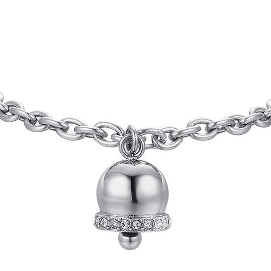 BRACELET CLOCHE EN ACIER POUR FEMME AVEC CRISTAUX BLANCS