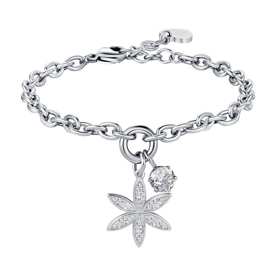 BRACELET FEMME EN ACIER AVEC FLEUR DE VIE AVEC CRISTAUX BLANCS