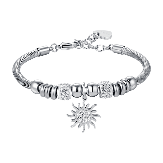 BRACELET SOLAIRE EN ACIER POUR FEMME AVEC CRISTAUX BLANCS