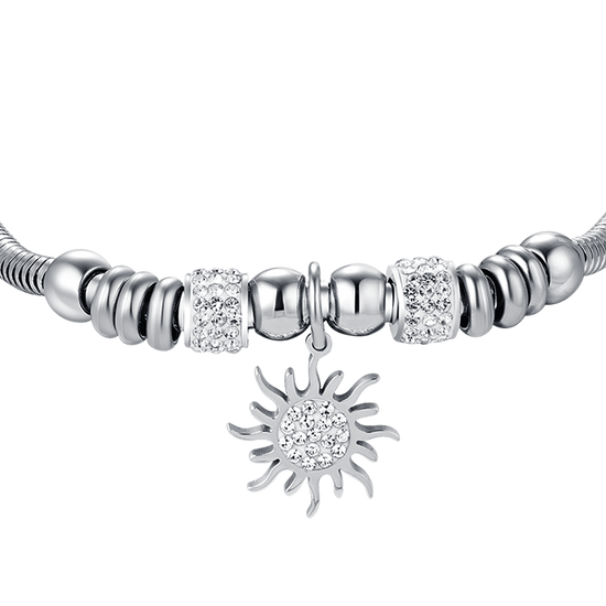 BRACELET SOLAIRE EN ACIER POUR FEMME AVEC CRISTAUX BLANCS