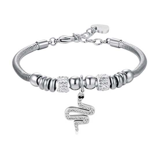 BRACELET ACIER SERPENT POUR FEMME AVEC CRISTAUX BLANCS