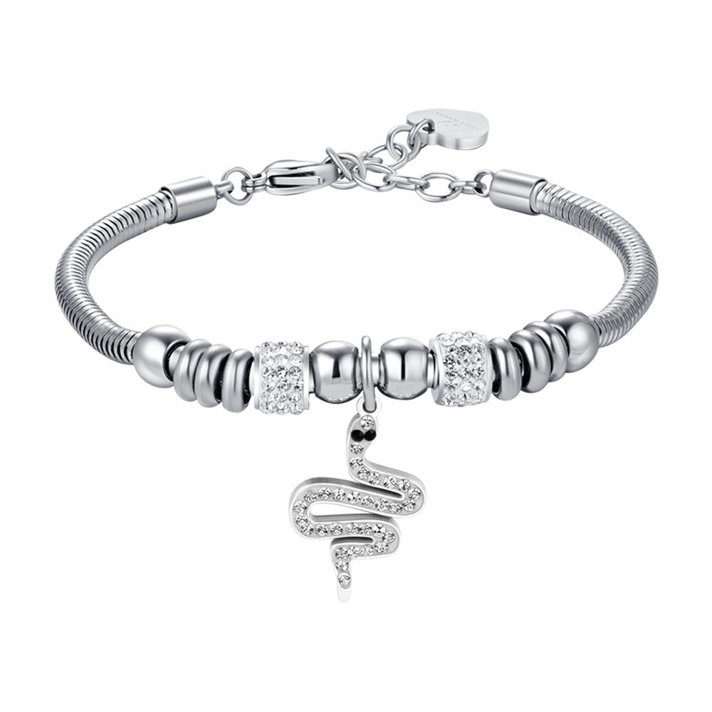 BRACELET ACIER SERPENT POUR FEMME AVEC CRISTAUX BLANCS