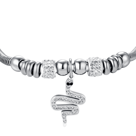 BRACELET ACIER SERPENT POUR FEMME AVEC CRISTAUX BLANCS