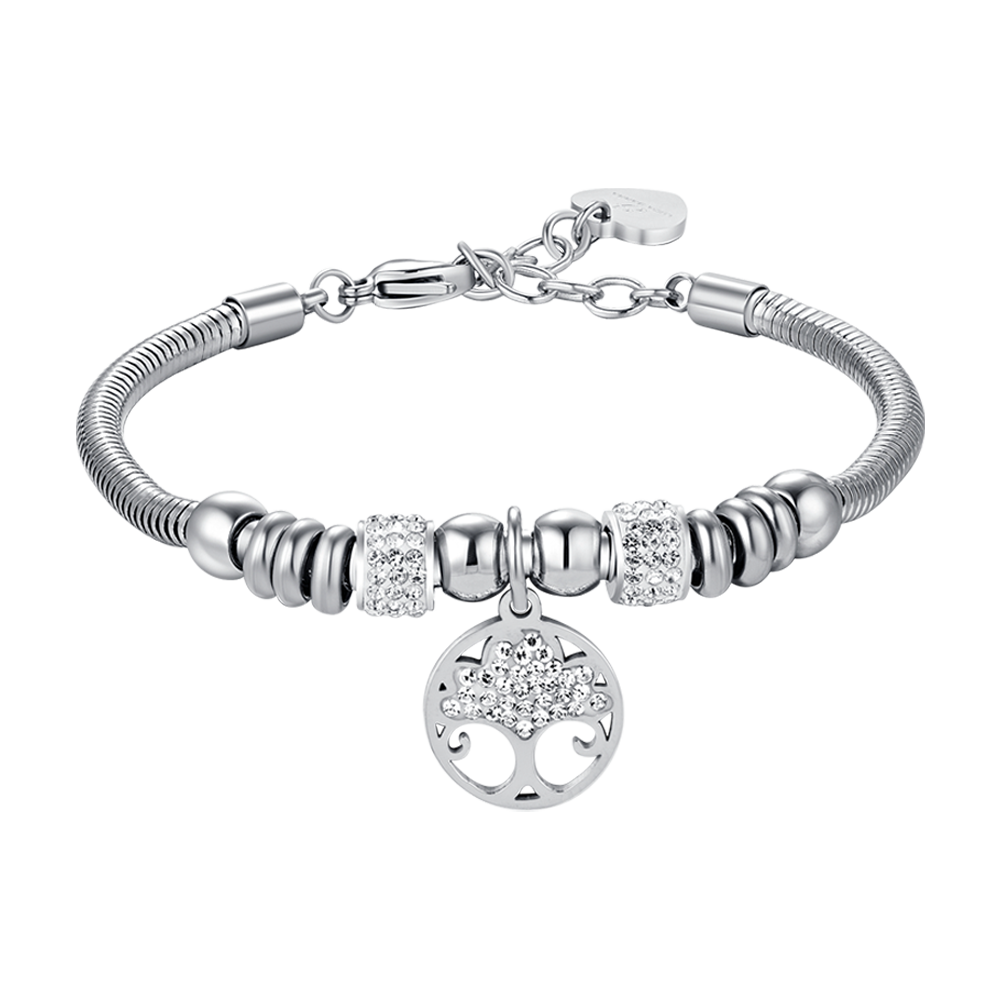 BRACELET ARBRE DE VIE POUR FEMME EN ACIER AVEC CRISTAUX BLANCS