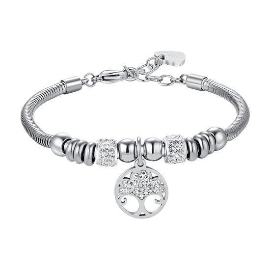 BRACELET ARBRE DE VIE POUR FEMME EN ACIER AVEC CRISTAUX BLANCS