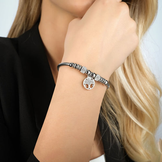 BRACELET ARBRE DE VIE POUR FEMME EN ACIER AVEC CRISTAUX BLANCS