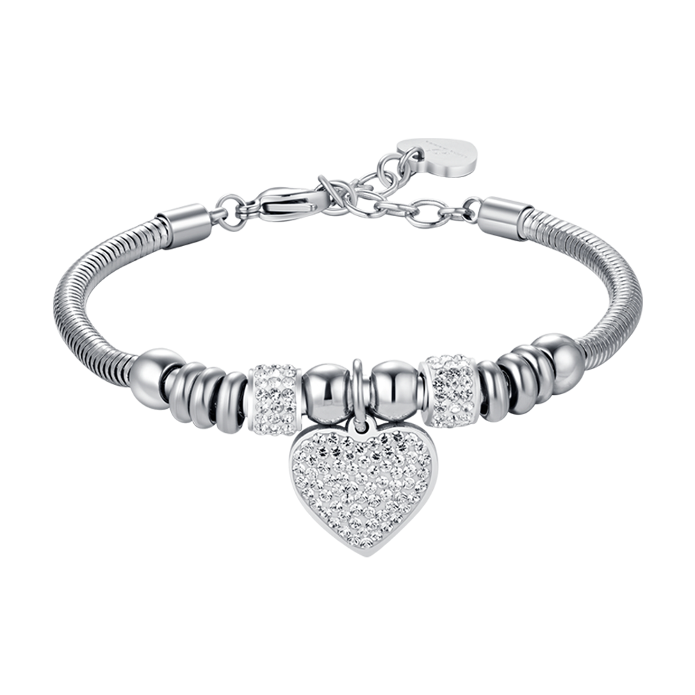 BRACELET EN ACIER POUR FEMME AVEC CRISTAUX BLANCS.