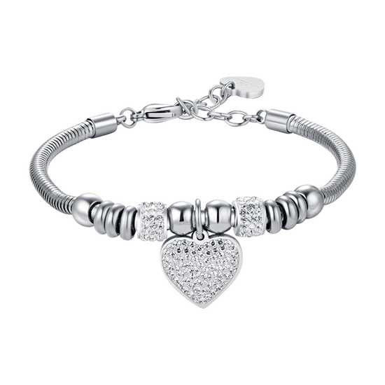 BRACELET EN ACIER POUR FEMME AVEC CRISTAUX BLANCS.