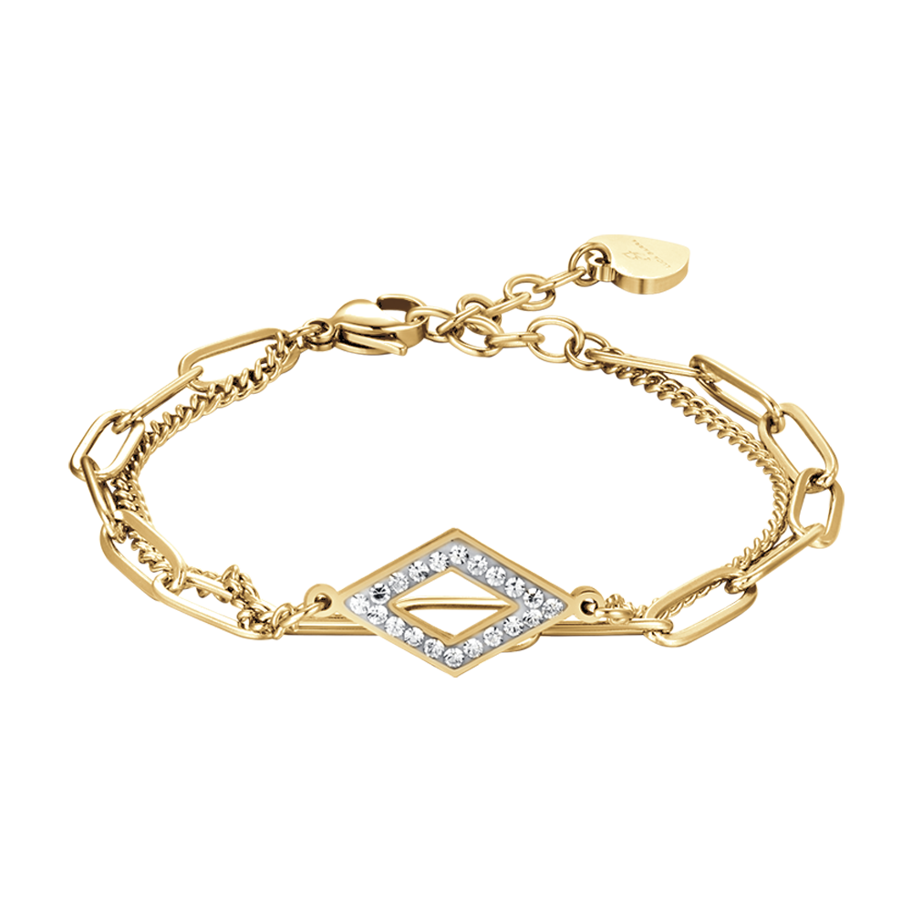 BRACELET POUR FEMME EN ACIER ET OR IP AVEC CRISTAUX BLANCS