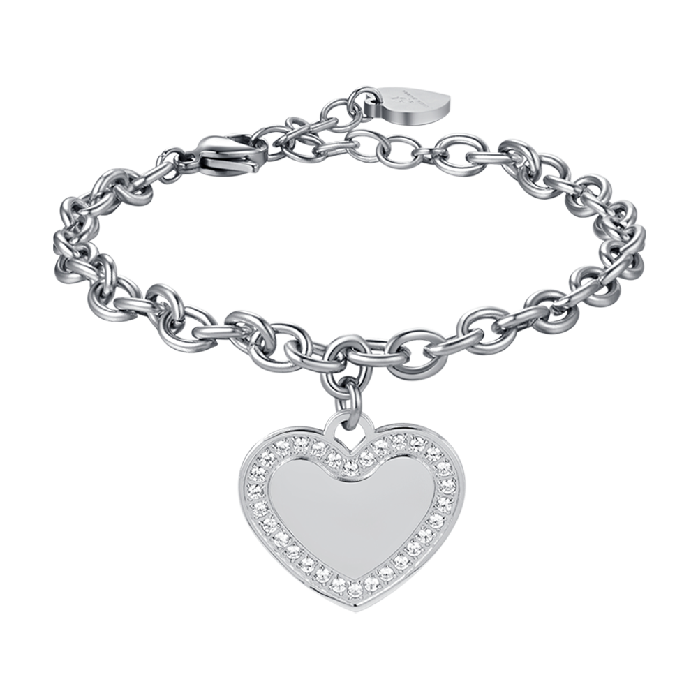 BRACELET EN ACIER POUR FEMME AVEC CRISTAUX BLANCS.