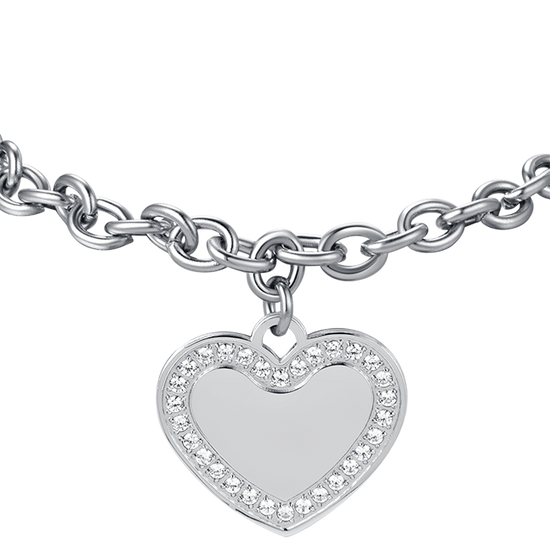 BRACELET EN ACIER POUR FEMME AVEC CRISTAUX BLANCS.